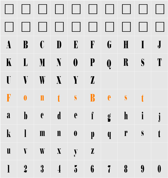 Bodidly Character Map