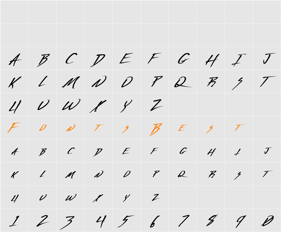 Vecker Bold Italic Character Map