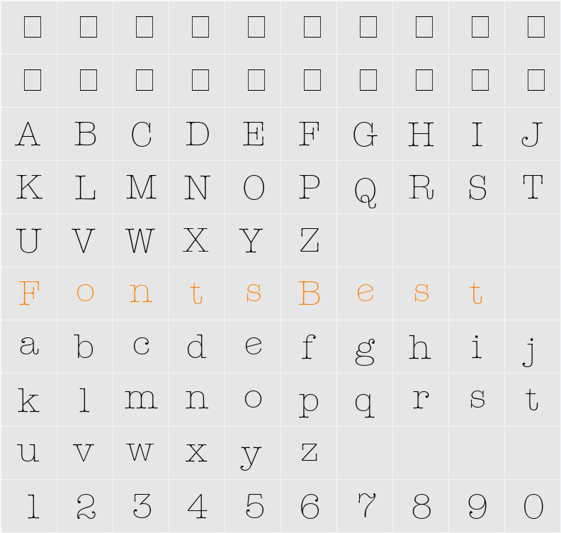 Keyboard Light Alternate SSi Character Map