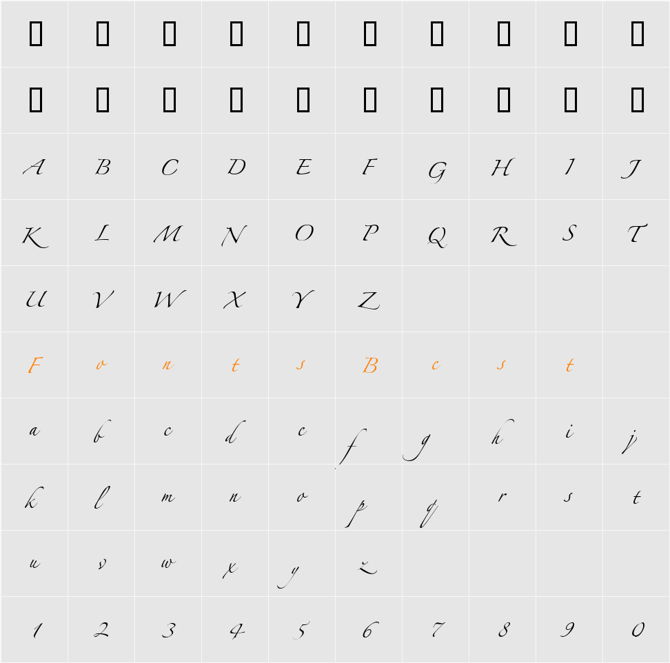 Zapfino Linotype One Character Map