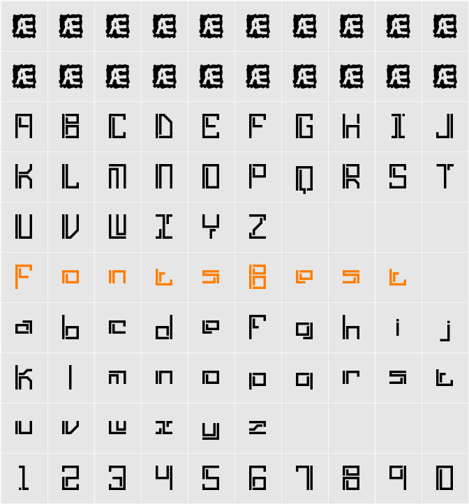 Lyneous Linear BRK Character Map