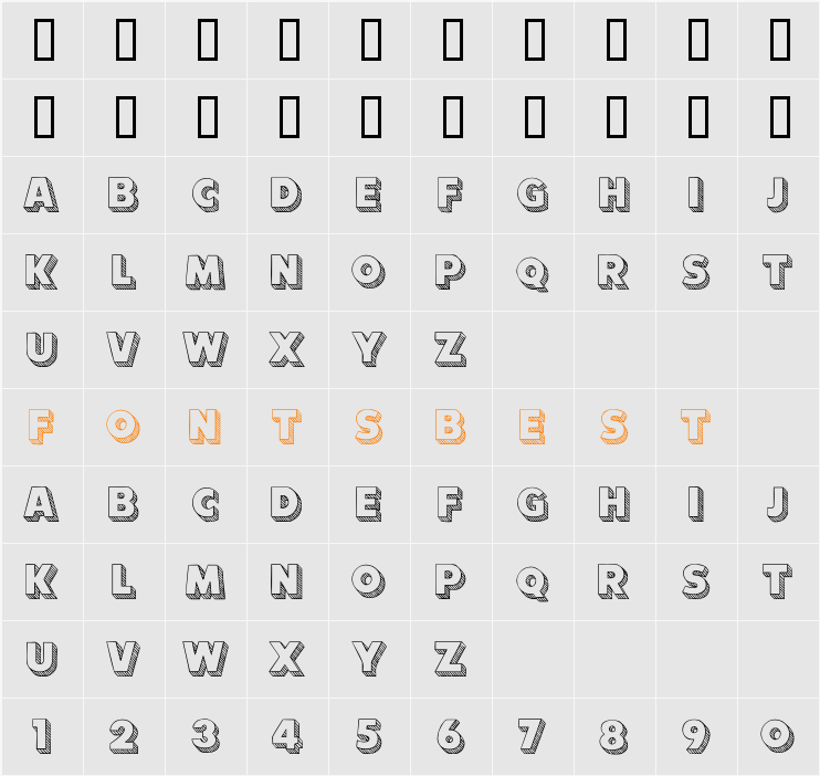 Kaboom Character Map