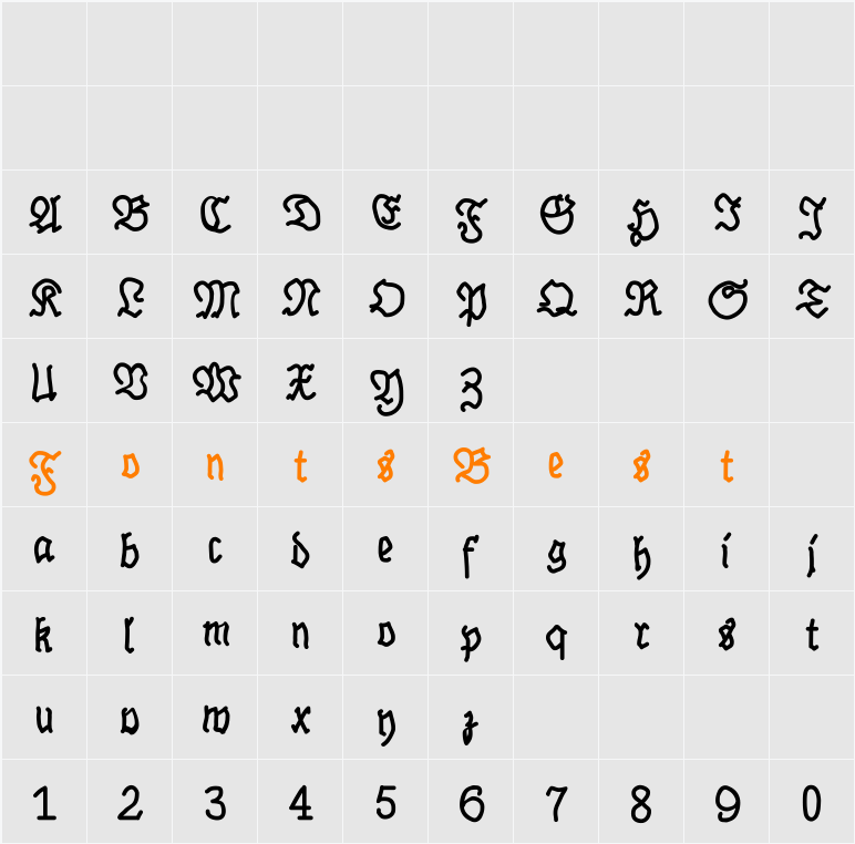 BrokenHand Character Map
