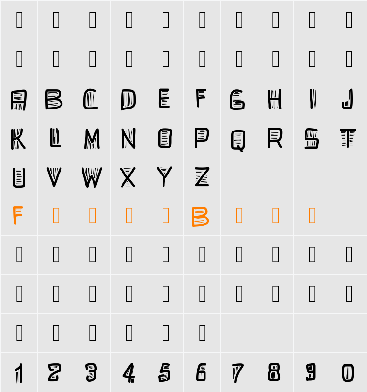PWBeardfont Character Map