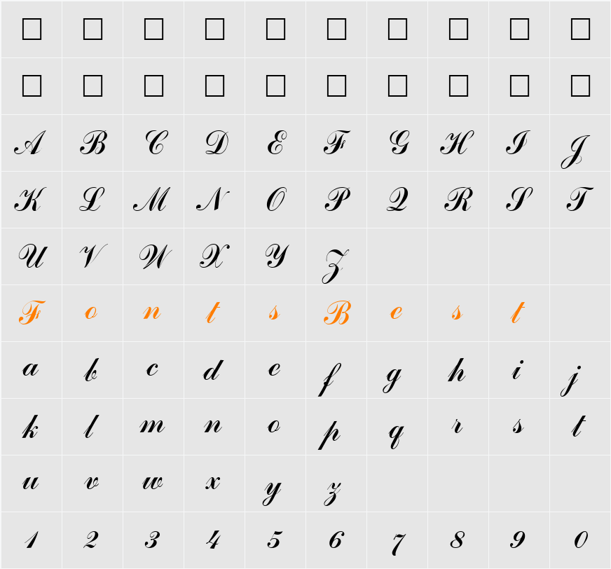 PT Sterling Character Map