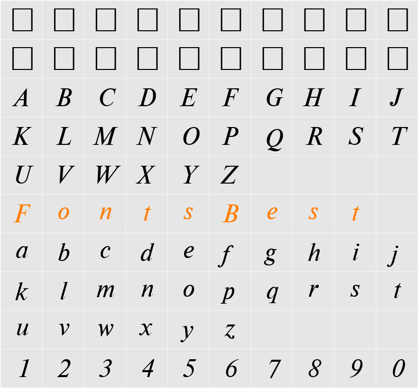 NewtonCTT Character Map