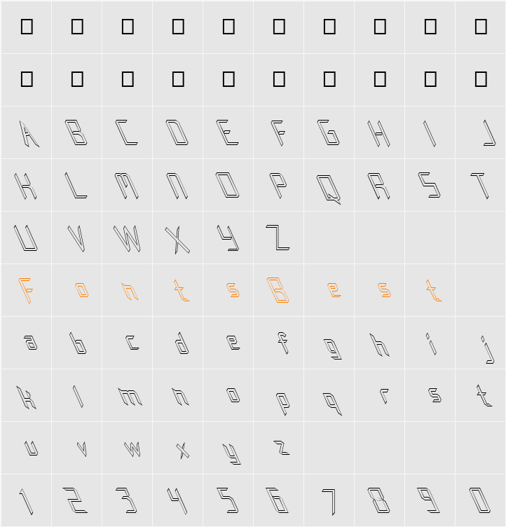FZ DIGITAL 8 HOLLOW LEFTY Character Map