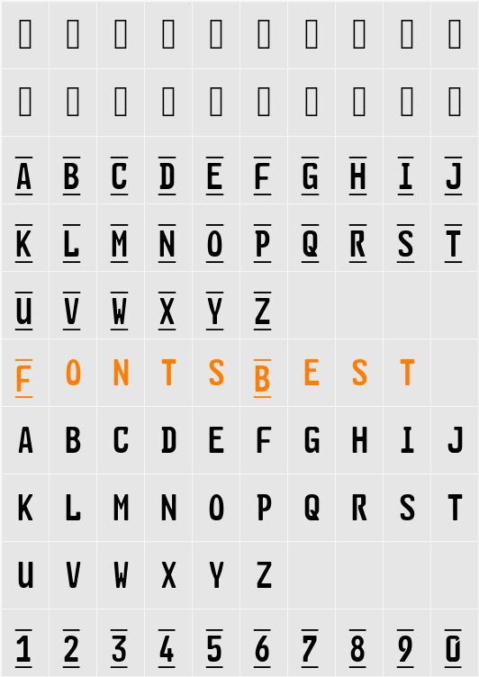 GL-Nummernschild-Eng Character Map