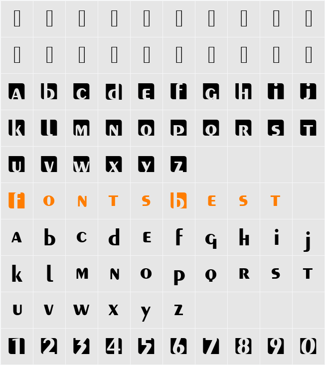 URWPelionIniDBol Character Map
