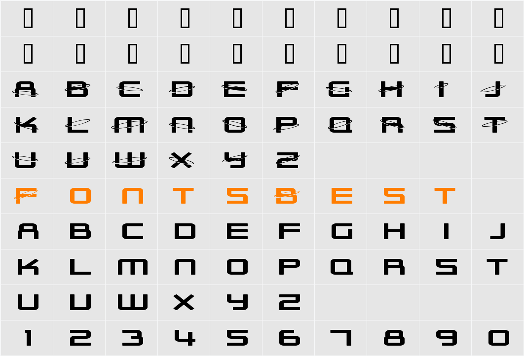 SF Outer Limits ExtUpright Character Map