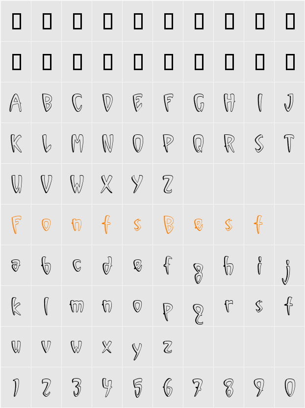 Vinyl Sawtooth Outline ITC TT Character Map