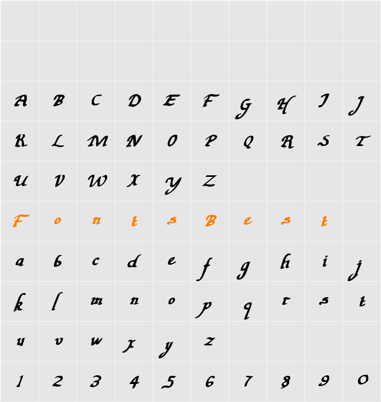 Valley Forge Bold Italic Character Map
