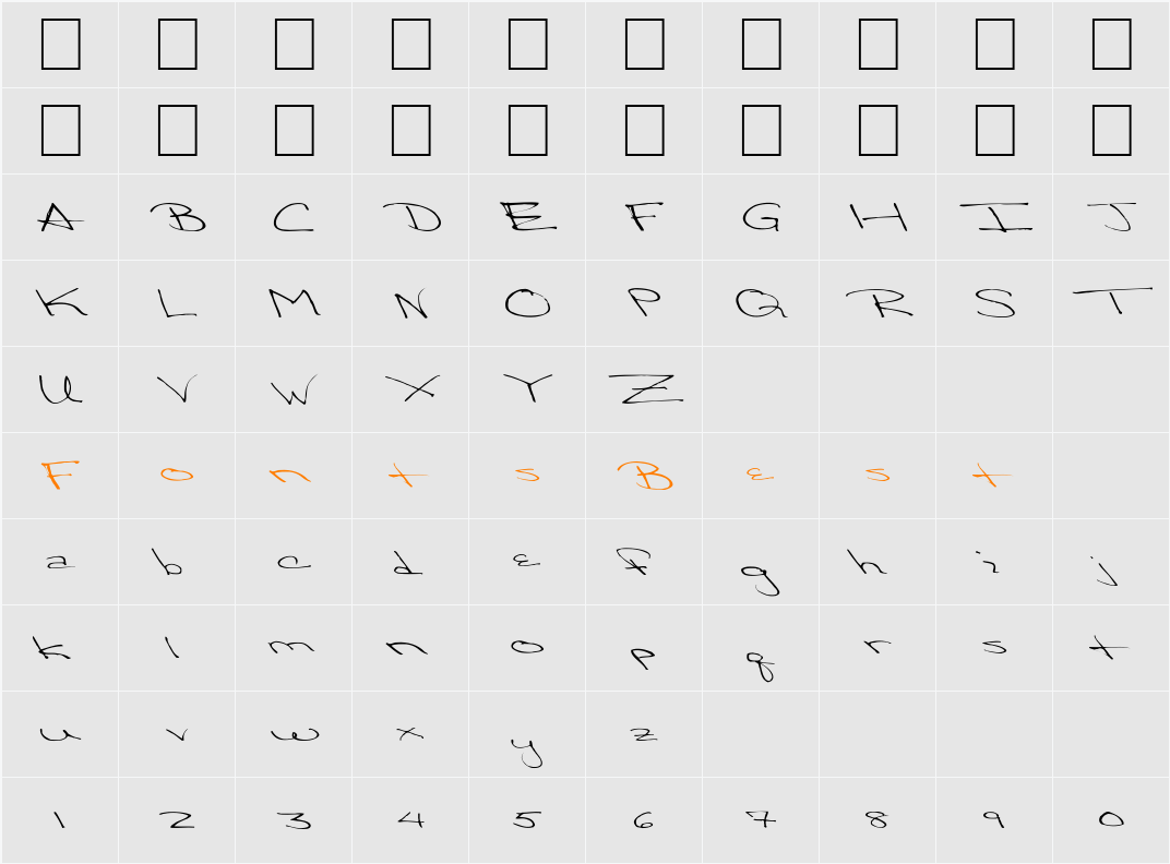 FZ HAND 24 EX Character Map