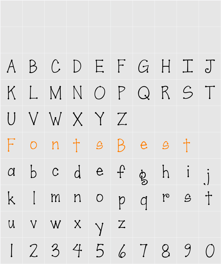 Janda Scrapgirl Dots Character Map