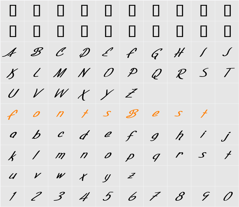 SF Foxboro Script Extended Character Map