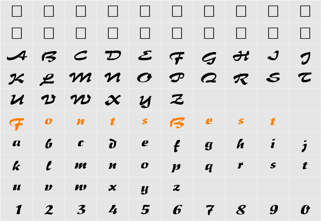 BrushFlairExpanded Character Map