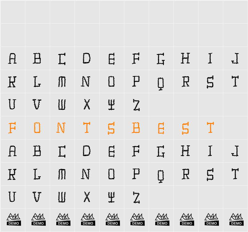 TIRITONA BOLD Character Map