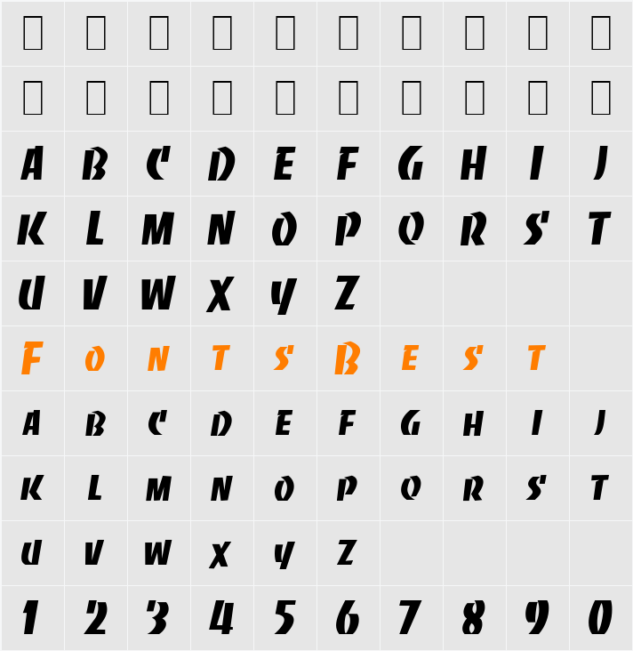 Slabye Becker Character Map