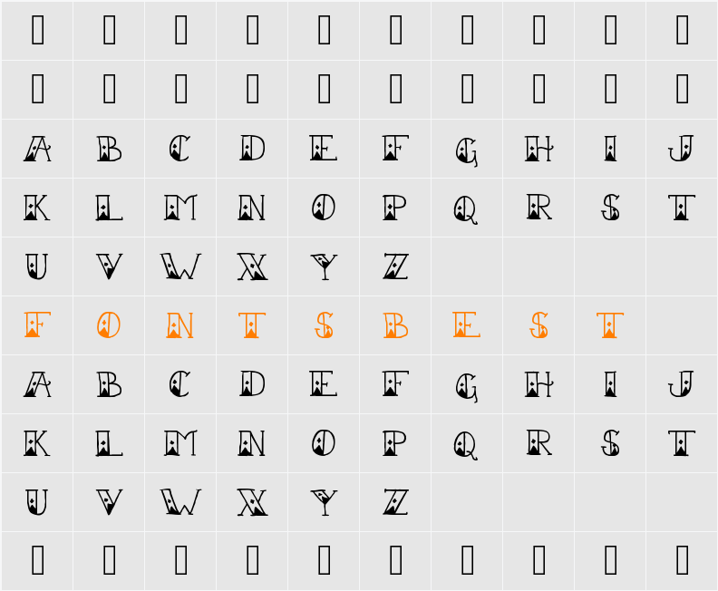 Sailor Scrawl Fancy Character Map