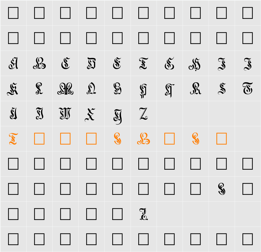 Elegant Capitals Character Map