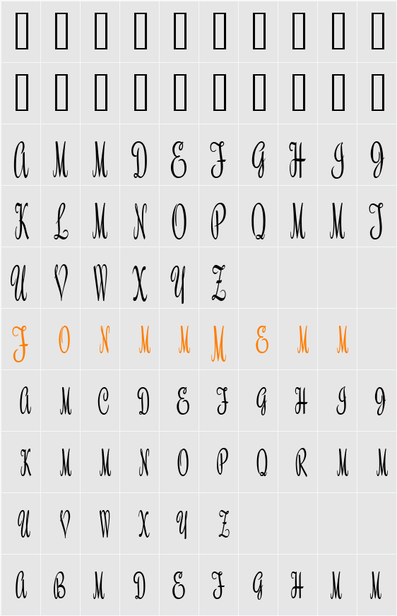 HMRoselyn Script Monograms DEMO Character Map