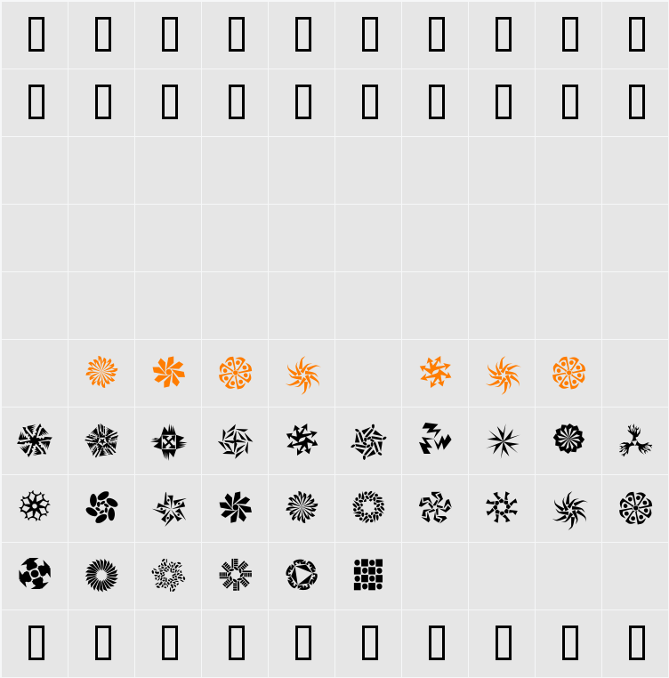 HexstarDEMO Character Map