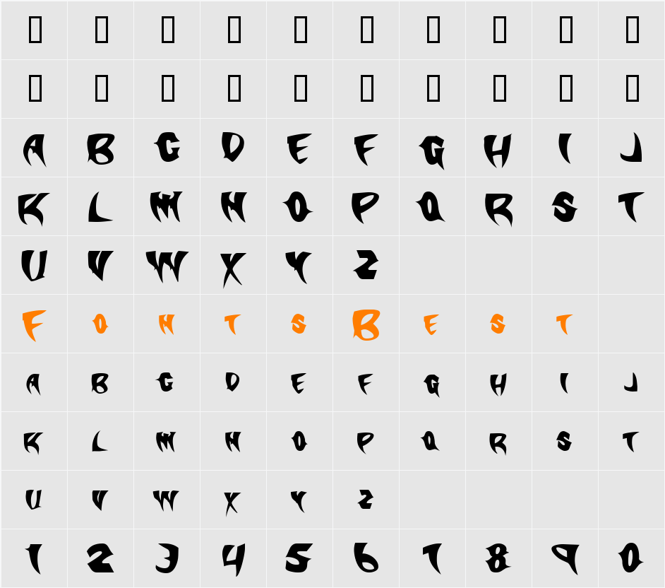 Slasher Character Map