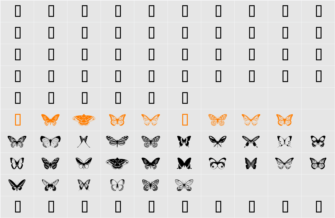 butterflips Character Map