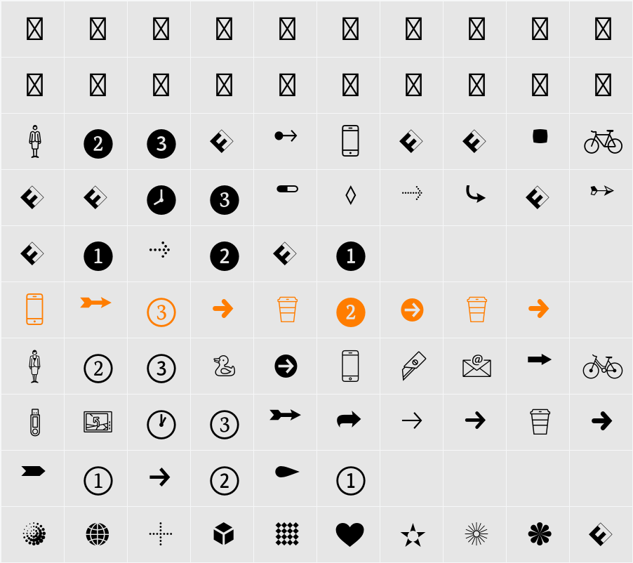 Dingbats2SamplerOT Character Map