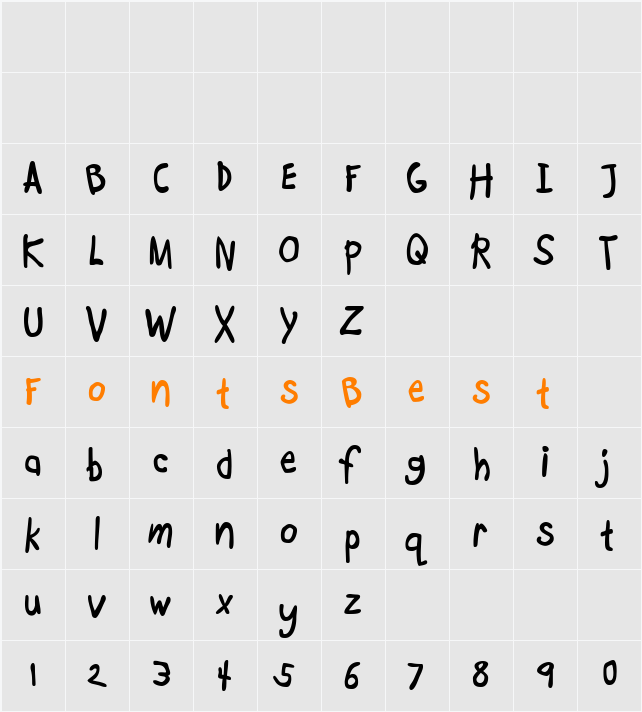 Boopee Character Map