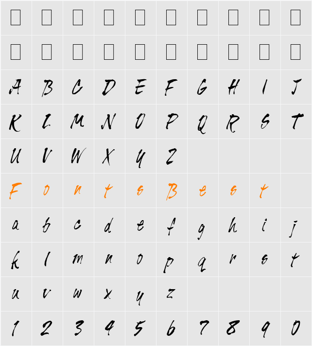 Tiger Rag LET Character Map