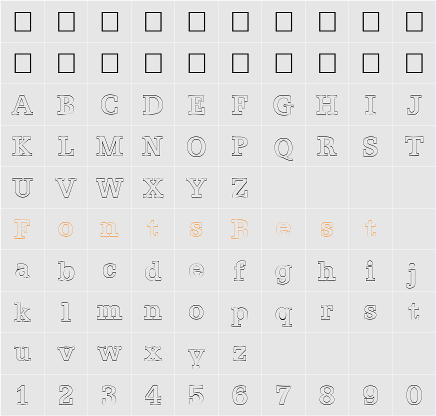 Egyptian 505 Outline Character Map