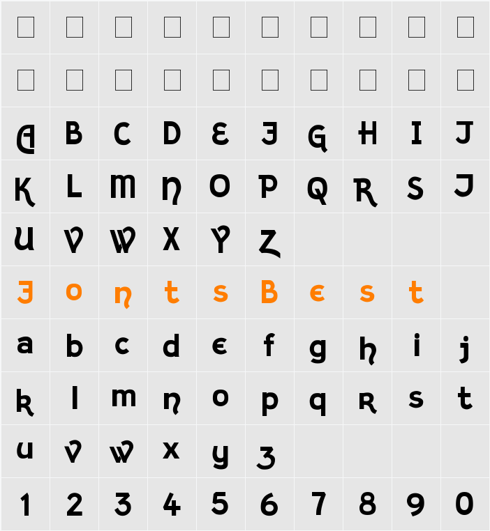 Kingthings Sans Character Map