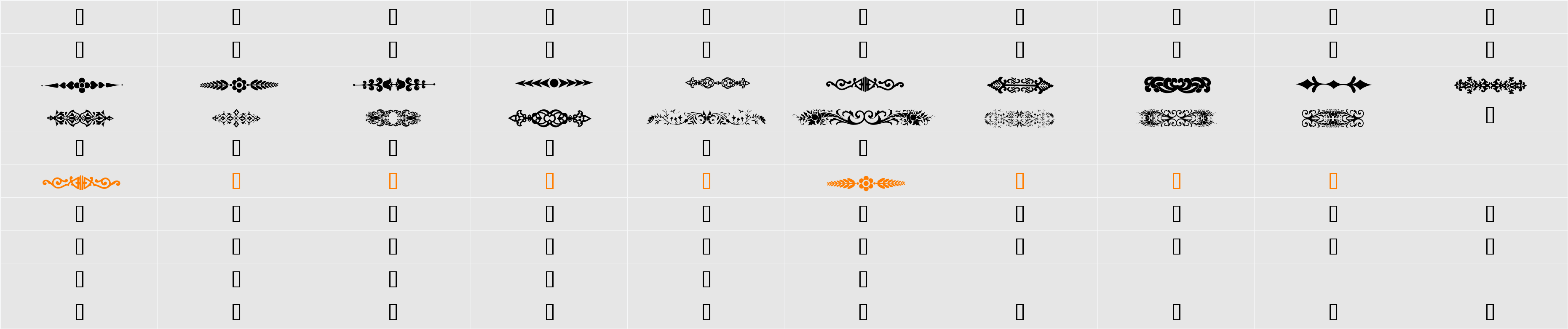 DecoDividers Character Map