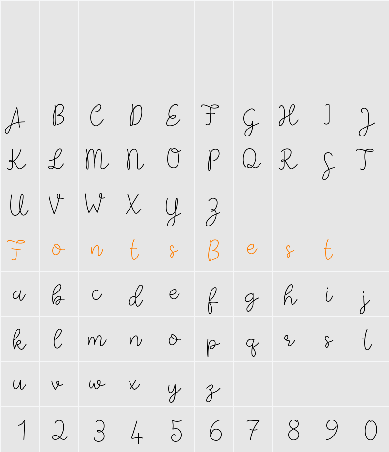 Paper Bow DEMO Character Map
