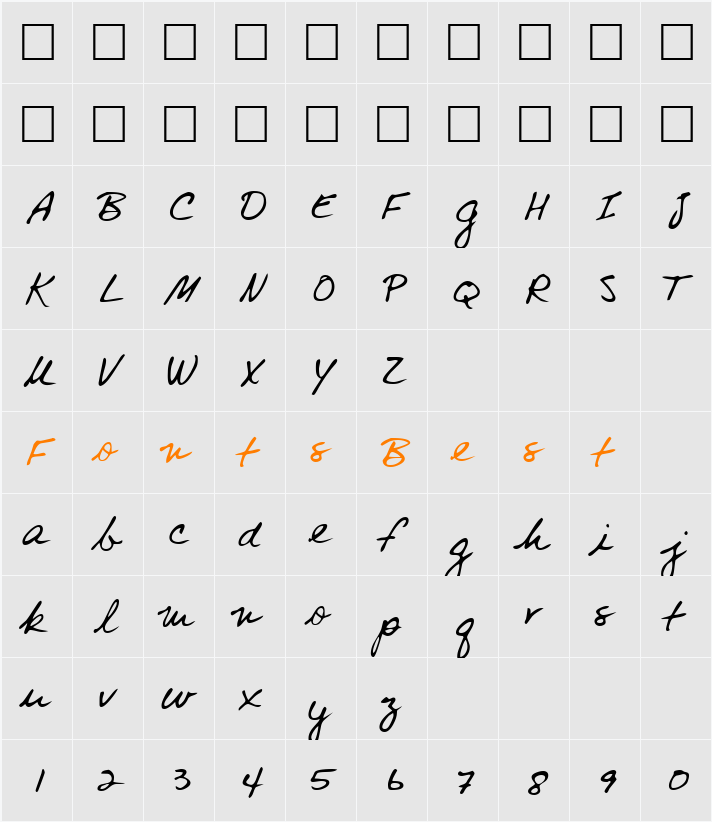 ElliesHand Character Map