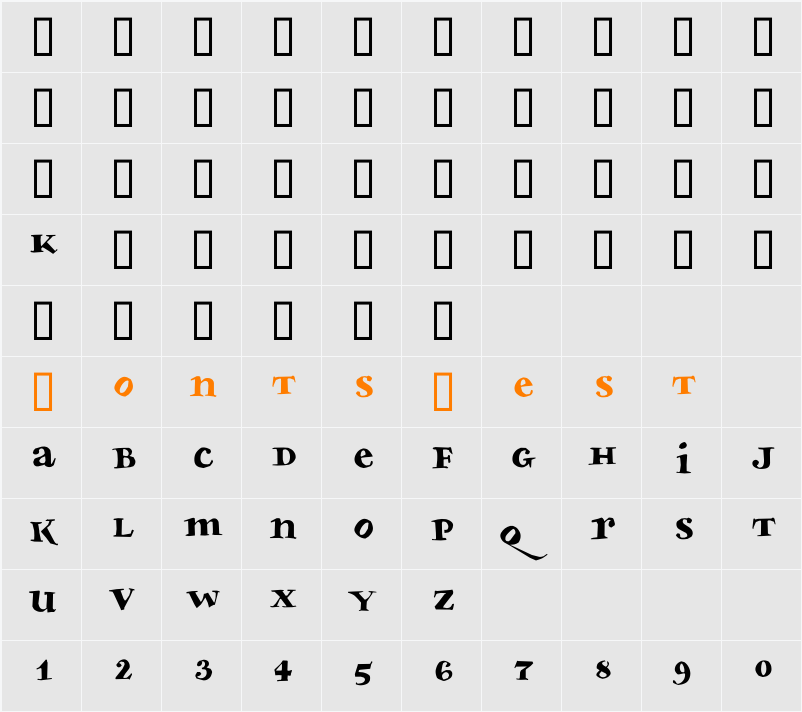 Bodoni Slapp Character Map