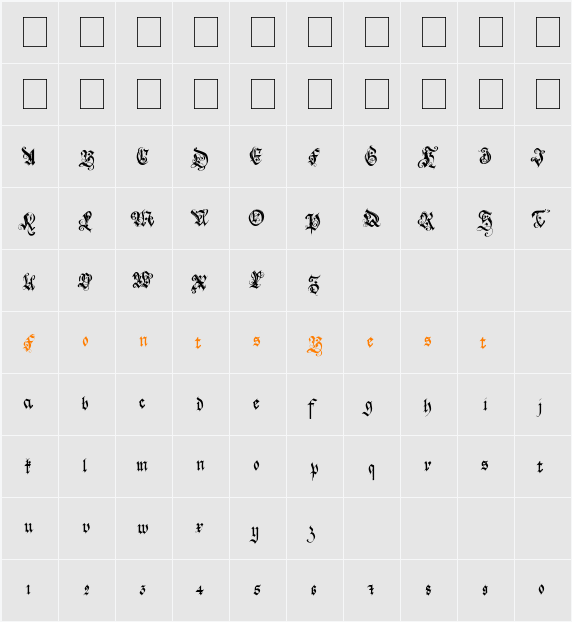 holyrose-font-midnightea Character Map