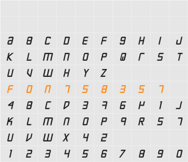 Escape Artist Academy Semi-Italic Character Map