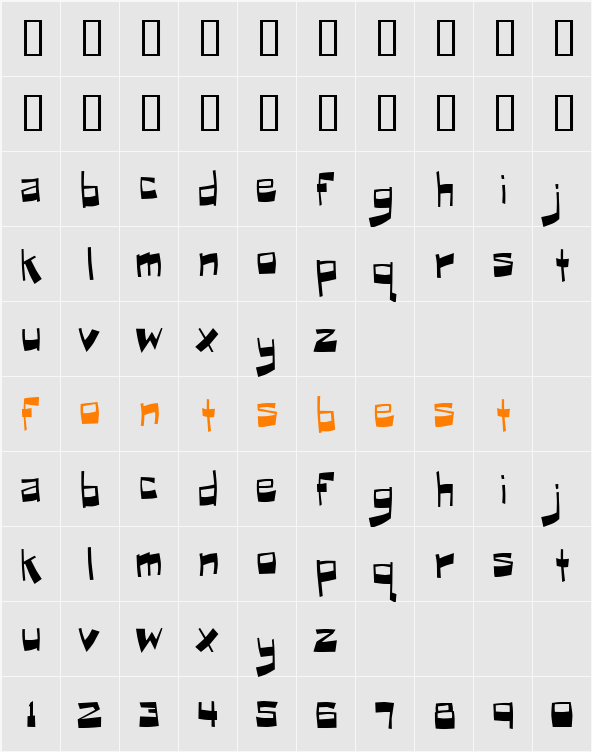 Puckfont Character Map