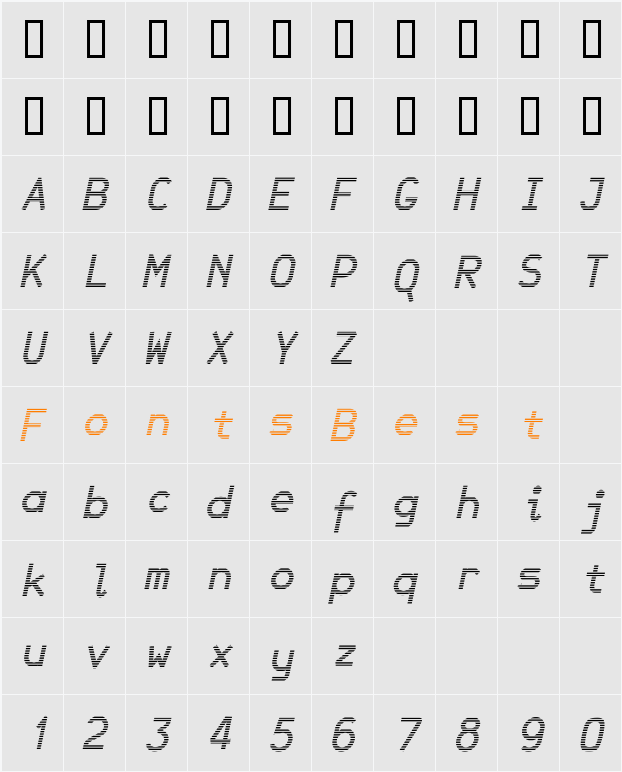 JetJanBoldItalicGray Character Map