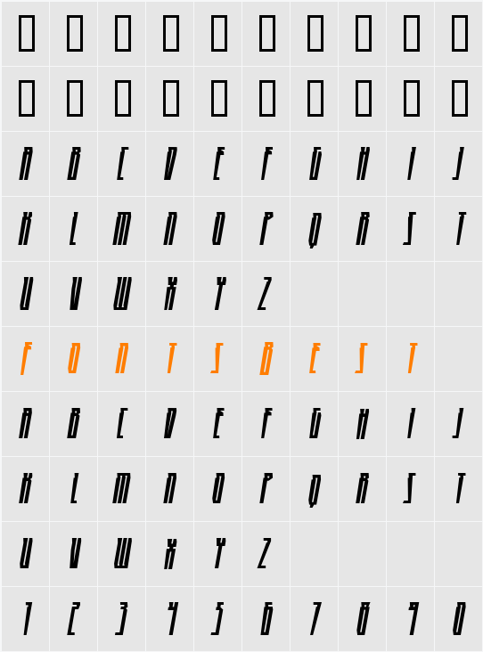 HighRise BB Character Map