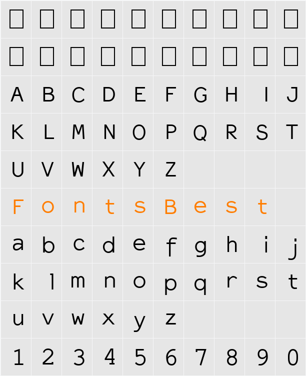 ElroNet Monospace Character Map