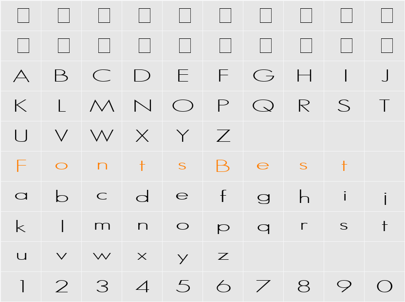 Sans Serif Character Map
