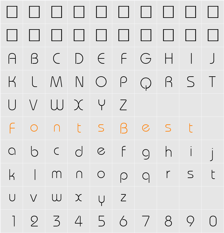 BordeauxLight Character Map