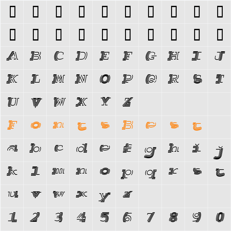 Salutatorian Italic Character Map