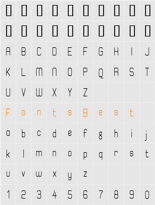 Elgethy Est Bold Condensed Character Map