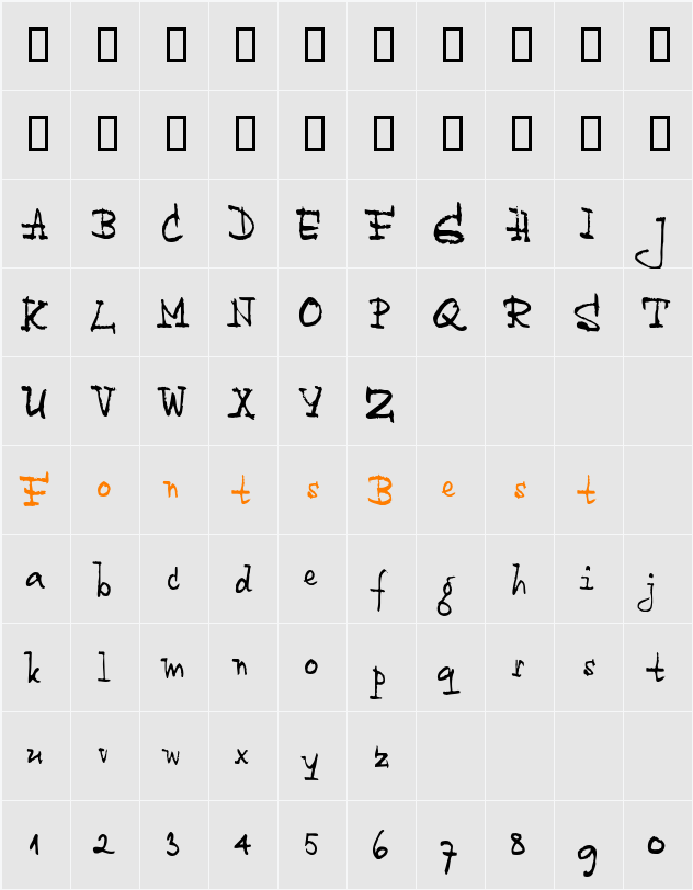 Jimbrowski Character Map
