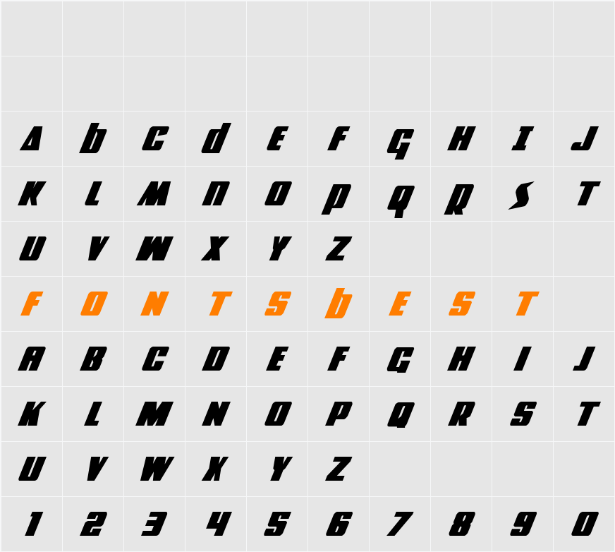 Power Lord Italic Character Map