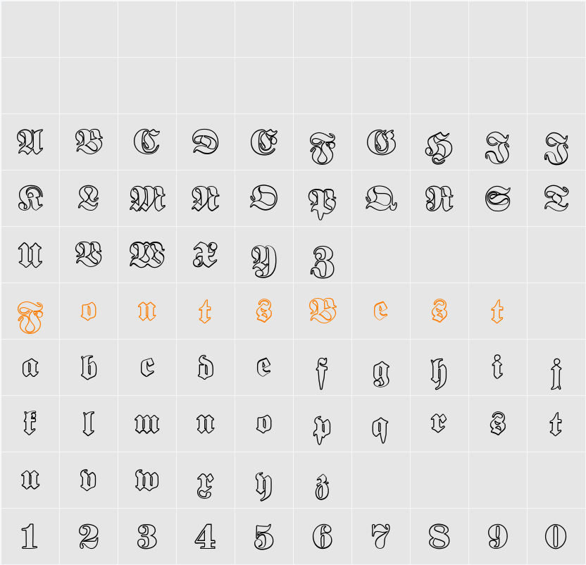 Proclamate Outline Character Map